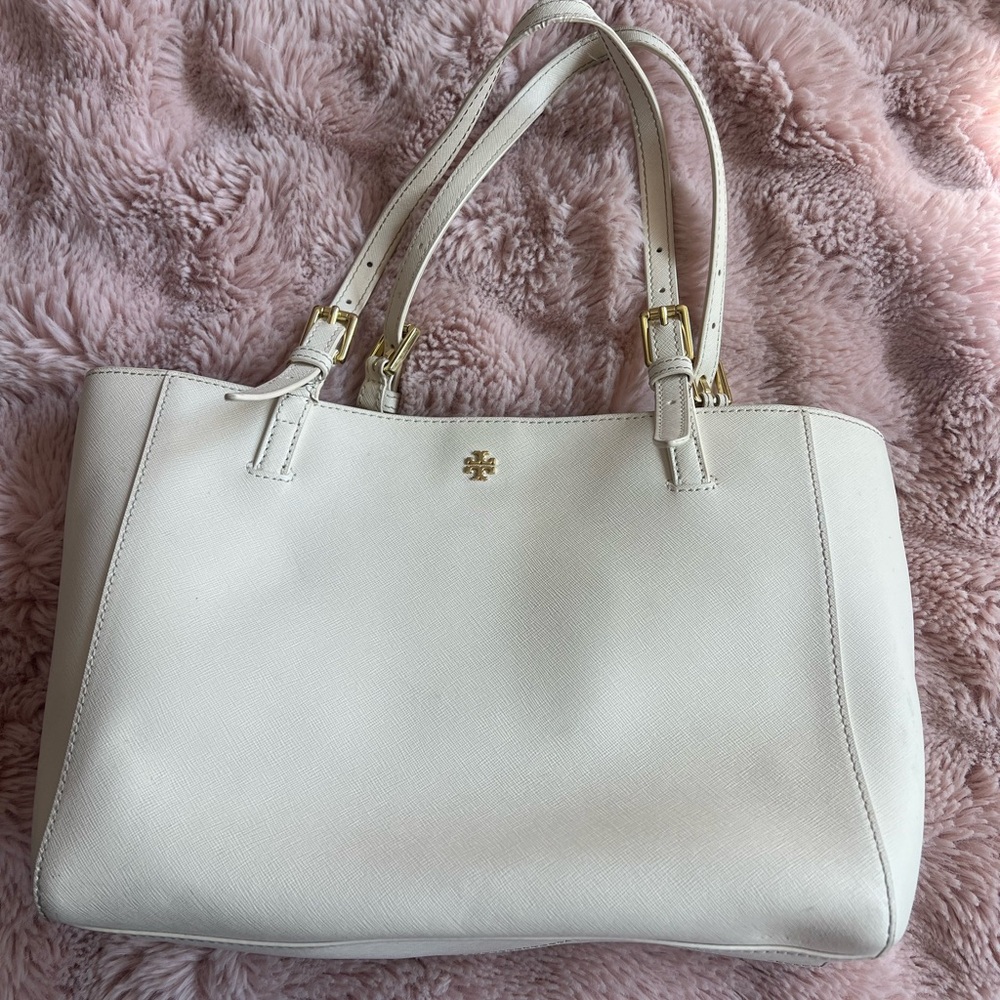 Tory Burch White Cream Robinson Tote